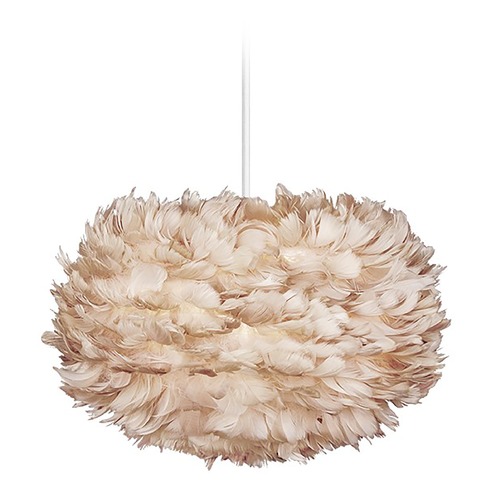 UMAGE UMAGE White Pendant Light with Light Brown Feather Shade 3006_4009