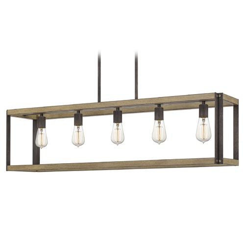 Finn Rustic Black & Painted Natural Walnut Linear Light by Quoizel Lighting