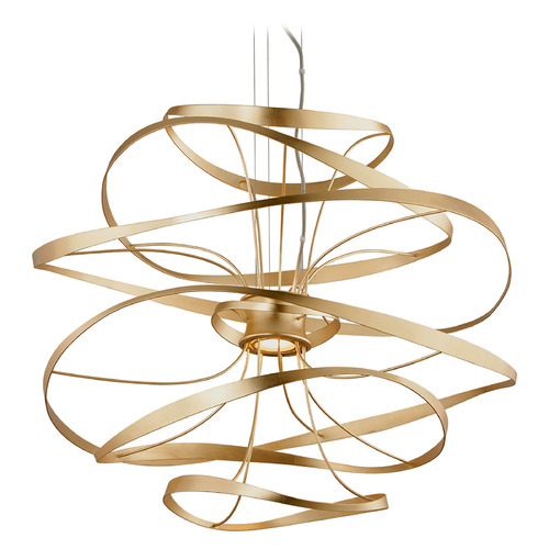 Corbett Lighting Calligraphy Gold Leaf & Polished Stainless LED Pendant Light