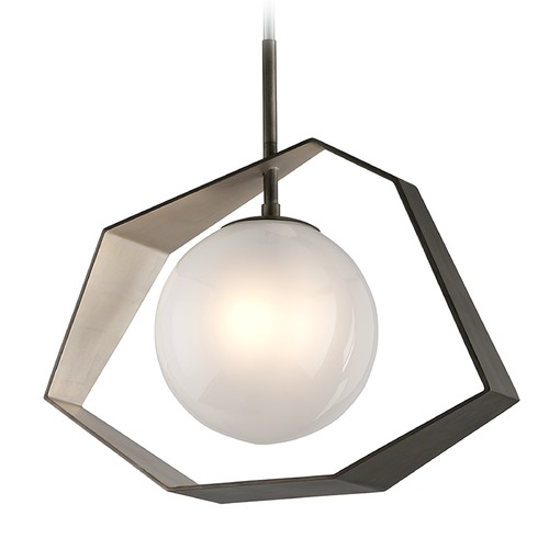 Origami 26-Inch Long LED Pendant in Graphite & Silver Leaf by Troy Lighting