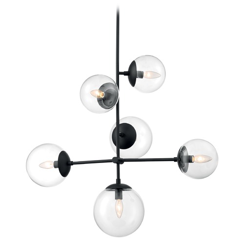 Sky Matte Black Pendant with Globe Shade by Satco Lighting