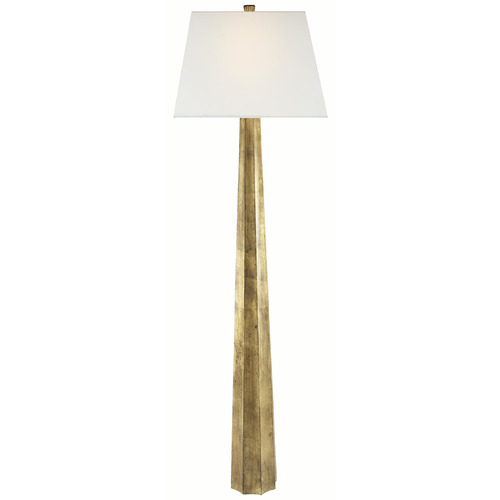 Visual Comfort Signature Collection Fluted Spire Gilded Iron Floor Lamp with Rectangle Shade
