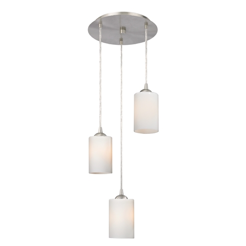 Modern Multi-Light Pendant Light with White Glass and 3-Lights