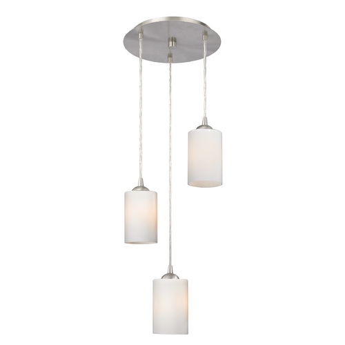 Design Classics Lighting Modern Multi-Light Pendant Light with White Glass and 3-Lights 583-09 GL1024C