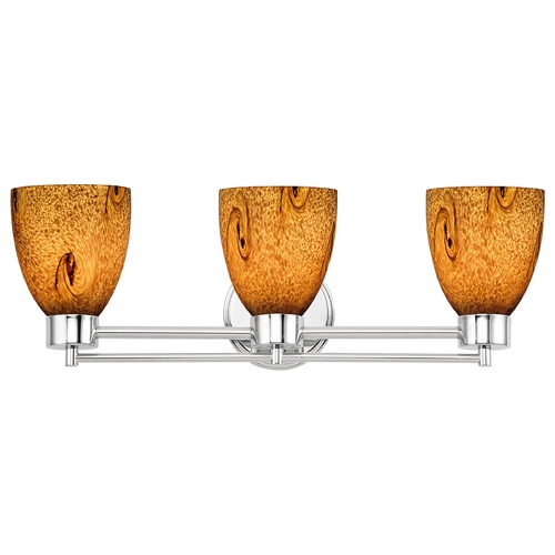 Design Classics Lighting Modern Bathroom Light with Brown Art Glass in Chrome Finish 703-26 GL1001MB