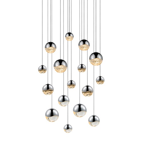 Grapes Polished Chrome 16-Light LED Multi-Light Pendant by Sonneman Lighting