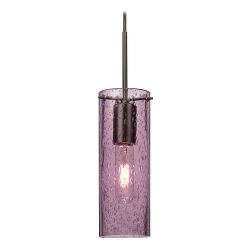 Purple Seeded Glass Mini-Pendant Light Bronze Juni by Besa Lighting