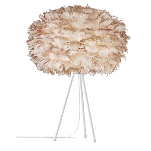 UMAGE UMAGE White Table Lamp with Light Brown Feather Shade 3006_4023