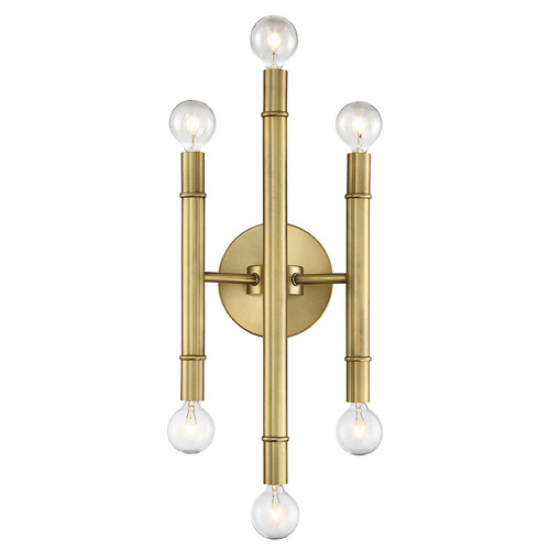 16.75-Inch High Wall Sconce in Natural Brass by Meridian