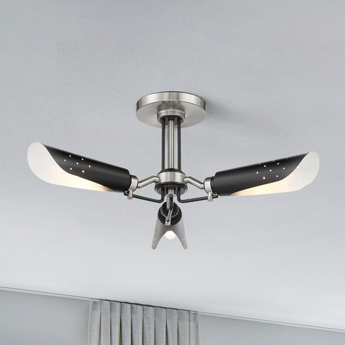 George Kovacs Lighting Turbine Semi-Flush Mount in Brushed Nickel & Coal by George Kovacs P1693-691