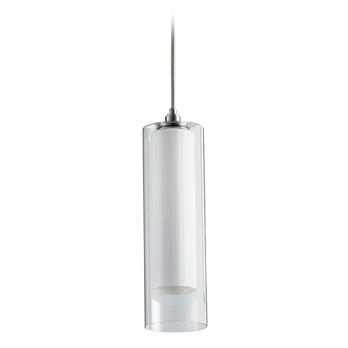 Gratis Clear Glass LED Mini Pendant in Satin Nickel by Oxygen Lighting