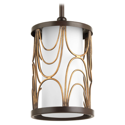Progress Lighting Cirrine Antique Bronze Mini-Pendant Light with Cylindrical Shade