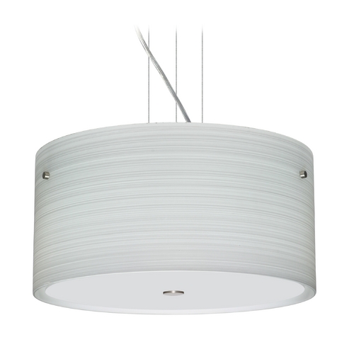 Modern Pendant Light Grey Glass Satin Nickel by Besa Lighting