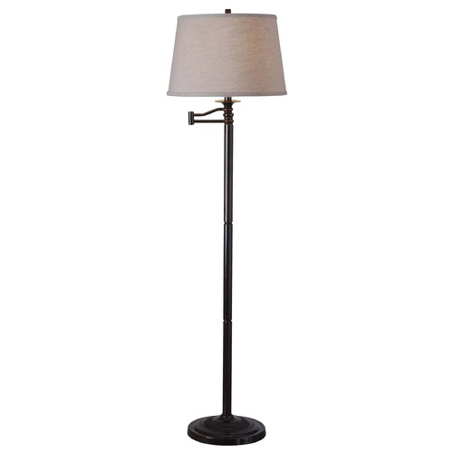 Kenroy Home Lighting Swing Arm Lamp with Beige / Cream Shade in Copper Bronze Finish 32215CBZ