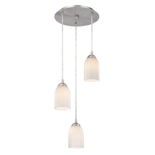 Modern Multi-Light Pendant Light with White Glass and 3-Lights