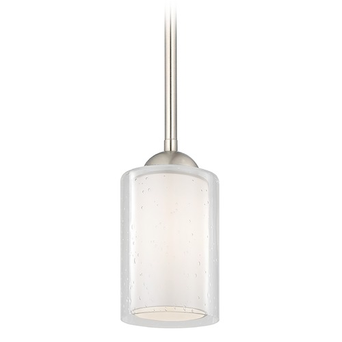 Design Classics Lighting Gala Mini Pendant in Satin Nickel with Frosted and Seeded Glass 581-09 GL1061 GL1041C