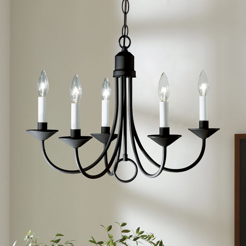 Traditional 21-Inch Chandelier in Textured Black by Progress Lighting