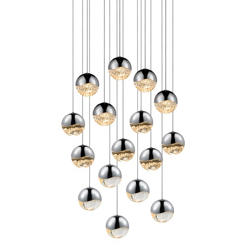 Grapes Polished Chrome 16-Light LED Multi-Light Pendant by Sonneman Lighting