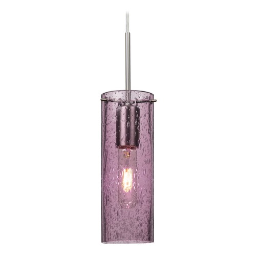 Besa Lighting Purple Seeded Glass Mini-Pendant Light Satin Nickel Juni by Besa Lighting 1JT-JUNI10PL-SN