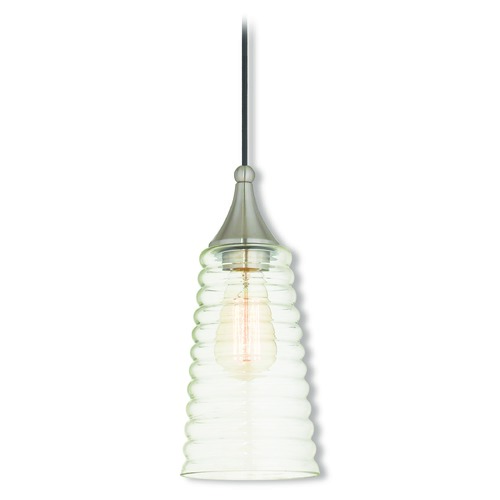 Livex Lighting Livex Lighting Art Glass Mini Pendant Brushed Nickel Mini-Pendant Light with Cylindrical Shade 40637-91