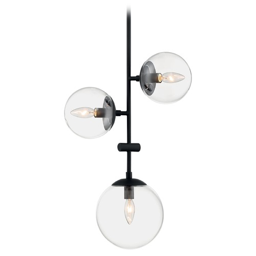 Sky Matte Black Pendant with Globe Shade by Satco Lighting