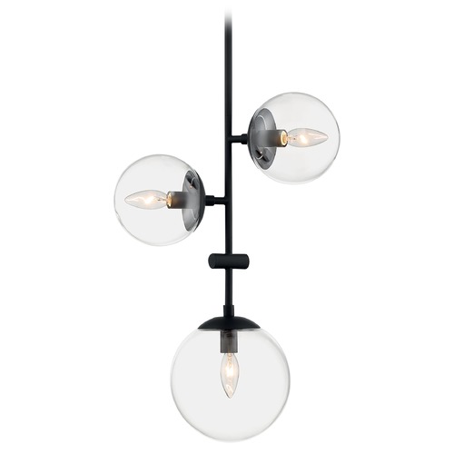 Satco Lighting Sky Matte Black Pendant with Globe Shade by Satco Lighting 60/7134