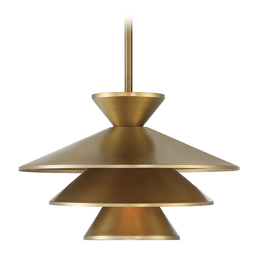 14-Inch Retro Pendant in Natural Brass by Meridian