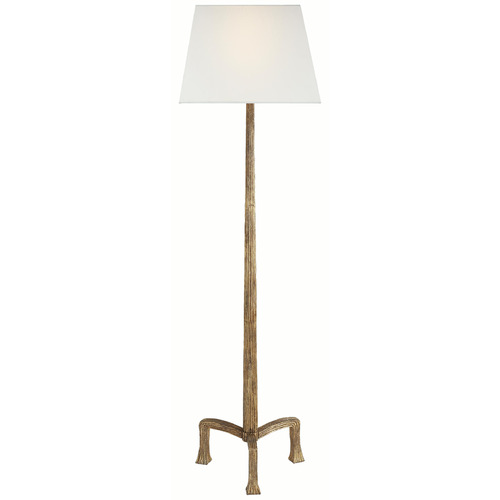 Visual Comfort Signature Collection Strie Gilded Iron Floor Lamp with Rectangle Shade