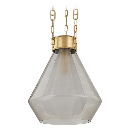 Corbett Lighting Tragus Vintage Brass LED Pendant Light with Abstract Shade