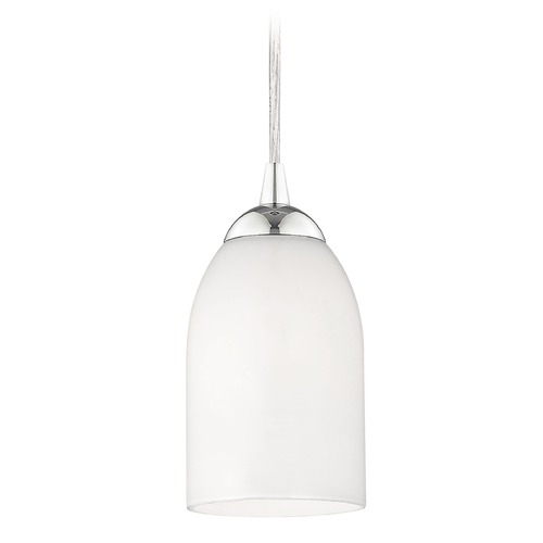 Design Classics Lighting Modern Chrome Mini-Pendant Light with Satin White Glass 582-26 GL1028D