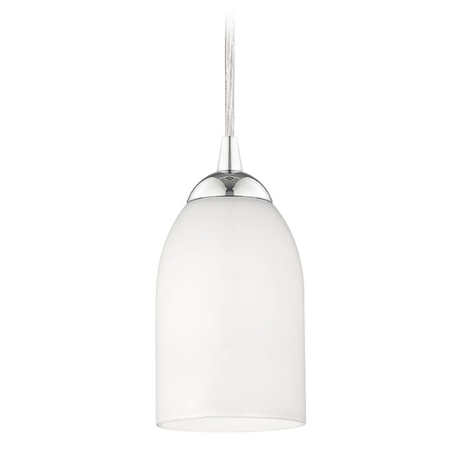 Modern Chrome Mini-Pendant Light with Satin White Glass