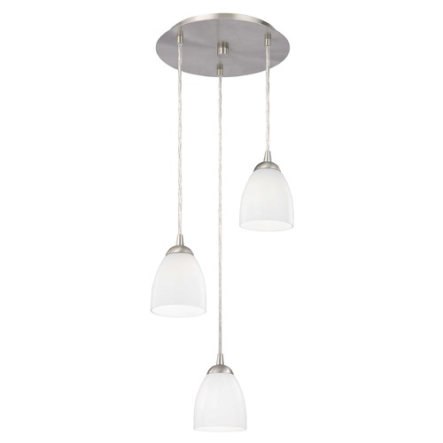 Modern Multi-Light Pendant Light with White Glass and 3-Lights