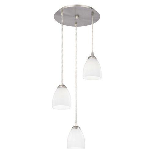 Design Classics Lighting Modern Multi-Light Pendant Light with White Glass and 3-Lights 583-09 GL1024MB