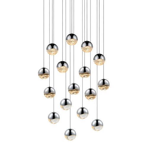 Grapes Polished Chrome 16-Light LED Multi-Light Pendant by Sonneman Lighting