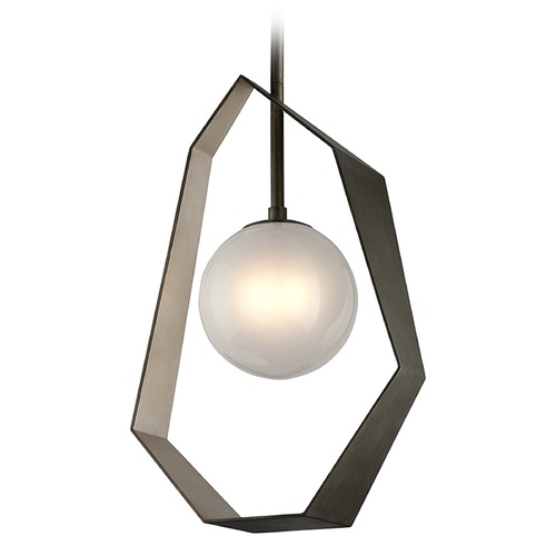 Troy Lighting Origami 12-Inch Wide LED Pendant in Graphite & Silver Leaf by Troy Lighting F5535