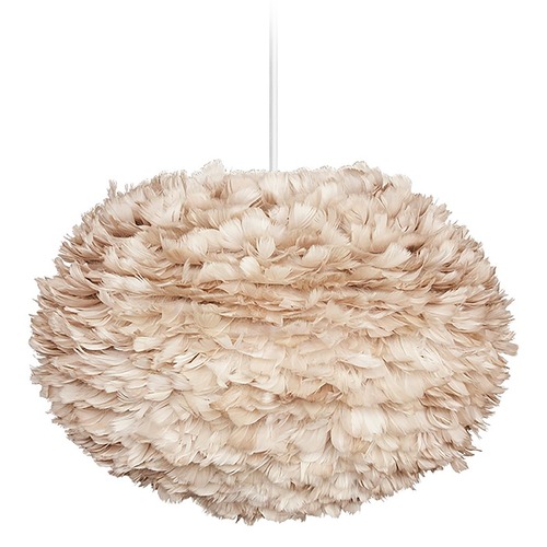 UMAGE UMAGE White Pendant Light with Light Brown Feather Shade 3007_4007