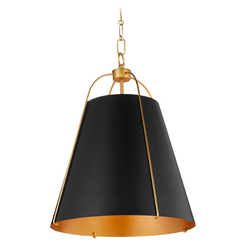 Jamie Matte Black & Aged Brass Pendant with by Quorum Lighting