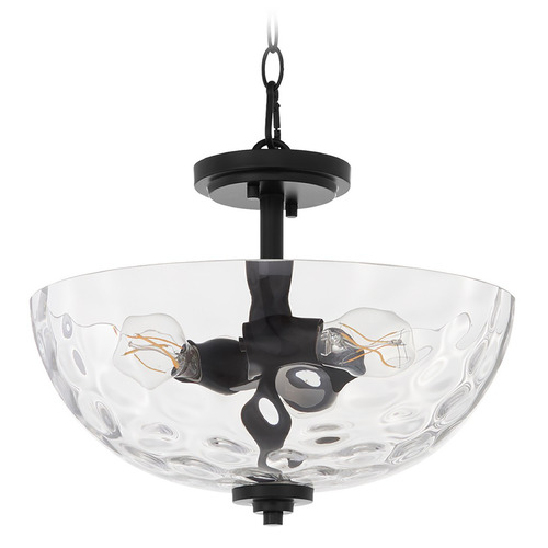 Quorum Lighting Adams Matte Black Pendant Light with Bowl / Dome Shade