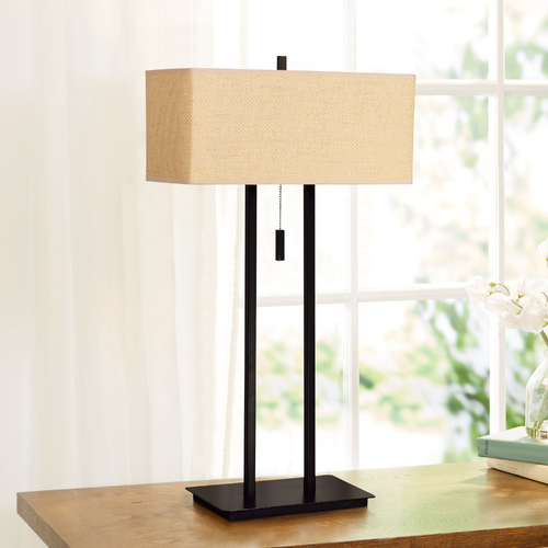 Kenroy Home Lighting Modern Table Lamp with Beige / Cream Shades in Bronze Finish 30816BRZ