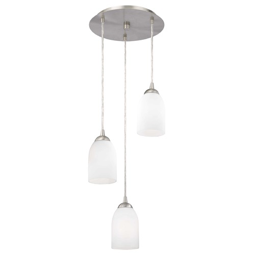Modern Multi-Light Pendant Light with White Glass and 3-Lights