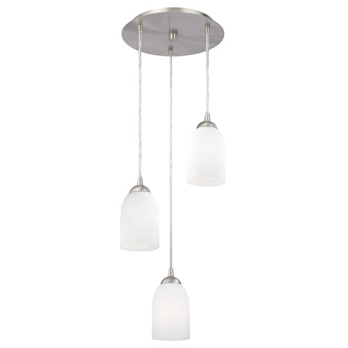 Design Classics Lighting Modern Multi-Light Pendant Light with White Glass and 3-Lights 583-09 GL1028D