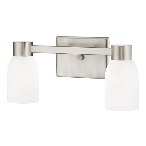 Design Classics Lighting 2-Light White Glass Bathroom Vanity Light Chrome 2102-26 GL1028D