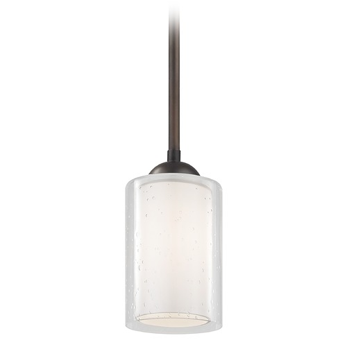 Design Classics Gala Fuse Neuvelle Bronze Stem Hung Mini-Pendant with Double Glass Shade