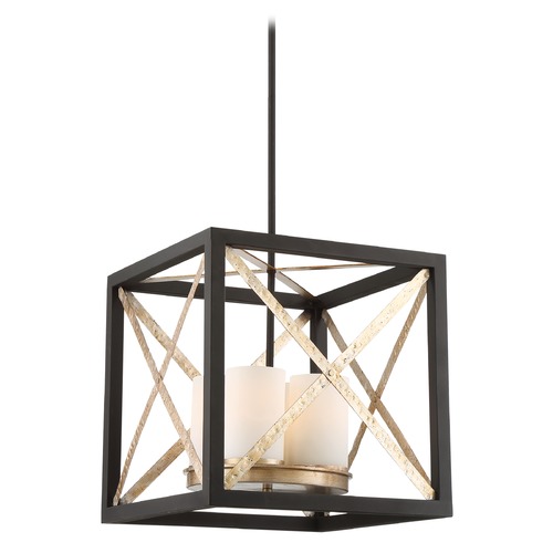 Boxer Matte Black & Antique Silver Pendant by Nuvo Lighting