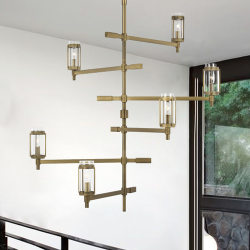 Generation Lighting Lauren Ralph Lauren 44.13-Inch Flynn Six-Tier Time Worn Brass Chandelier by Generation Lighting LC1046TWB