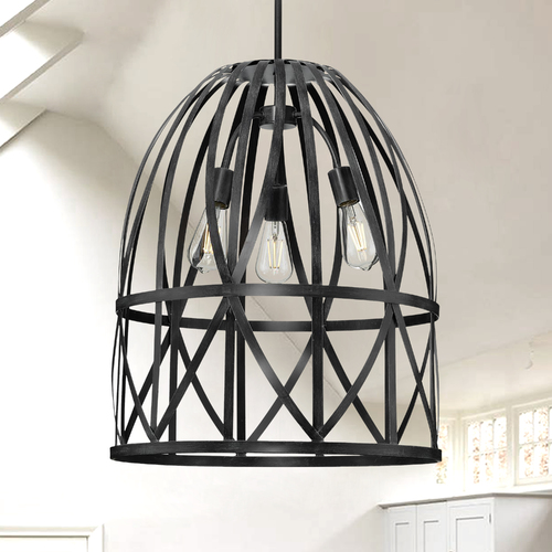 Progress Lighting Chastain Basket Pendant in Black Oak by Progress Lighting P500344-187