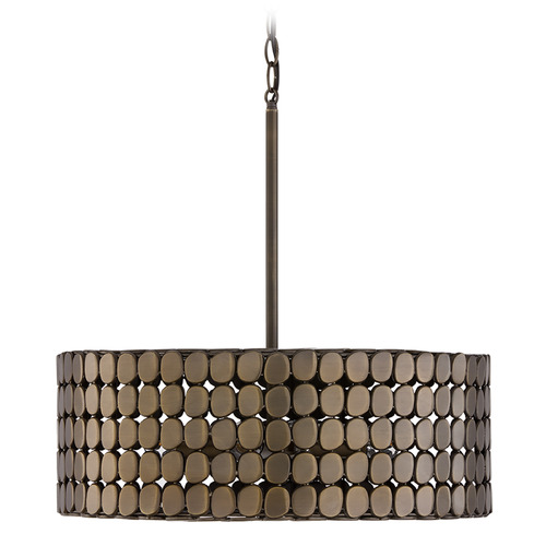 Capital Lighting Capital Lighting Eliana Dark Brass Pendant Light with Drum Shade 354141DR