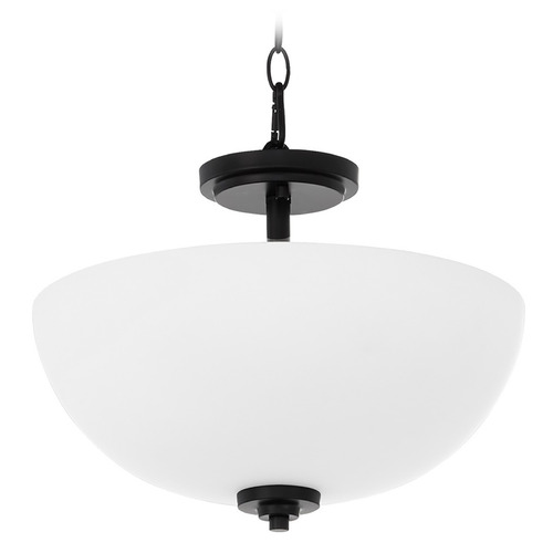 Quorum Lighting Adams Matte Black Pendant Light with Bowl / Dome Shade