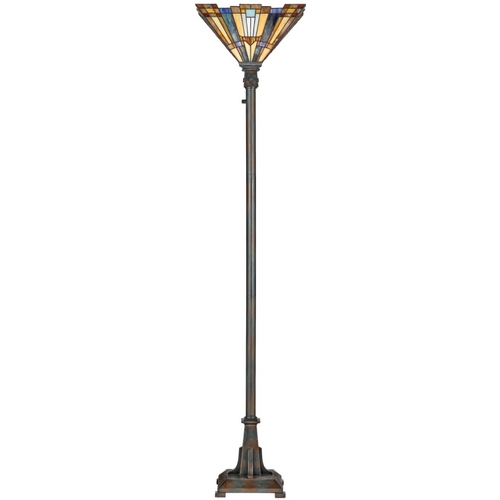 Quoizel Lighting Torchiere Lamp with Tiffany Glass in Valiant Bronze Finish TFIK9471VA