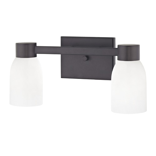 2-Light White Glass Bathroom Vanity Light Bronze